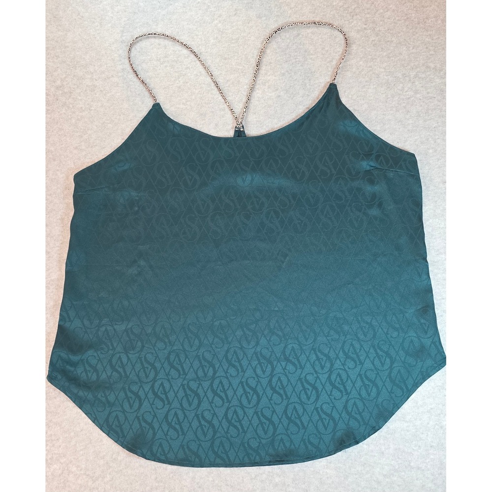 Victoria's Secret Cami Top Emerald Green VS Logo Chain Strap Tank